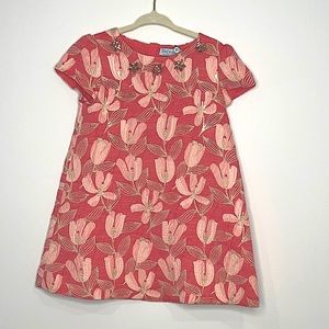 Abel & lula Salmon Pink & Gold Brocade dress w/ hand beading | NWT 4T